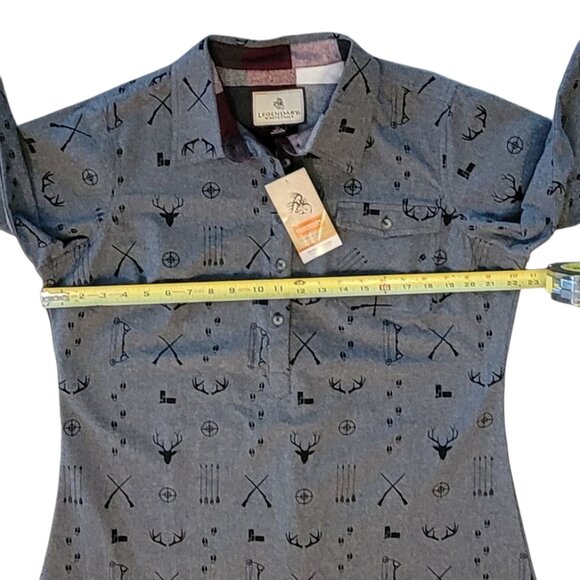 Legendary Whitetails Firelight Gray and Black Popover Flannel Tunic NEW Size XL - Picture 7 of 15